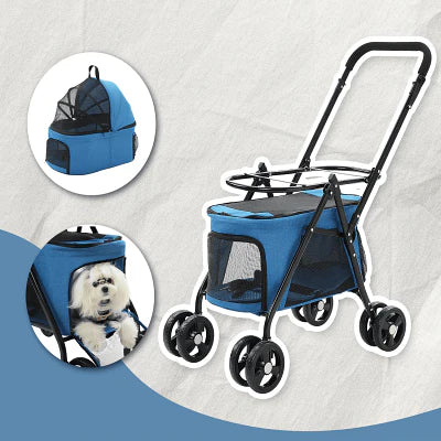 Poussette pour chien PetStroller™ bleue – robuste et sécurisée pour petits chiens
