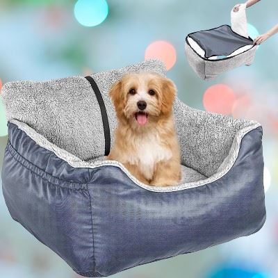 Siège auto pour chien PetCarSeat™ bleu – coussin doux avec harnais de sécurité