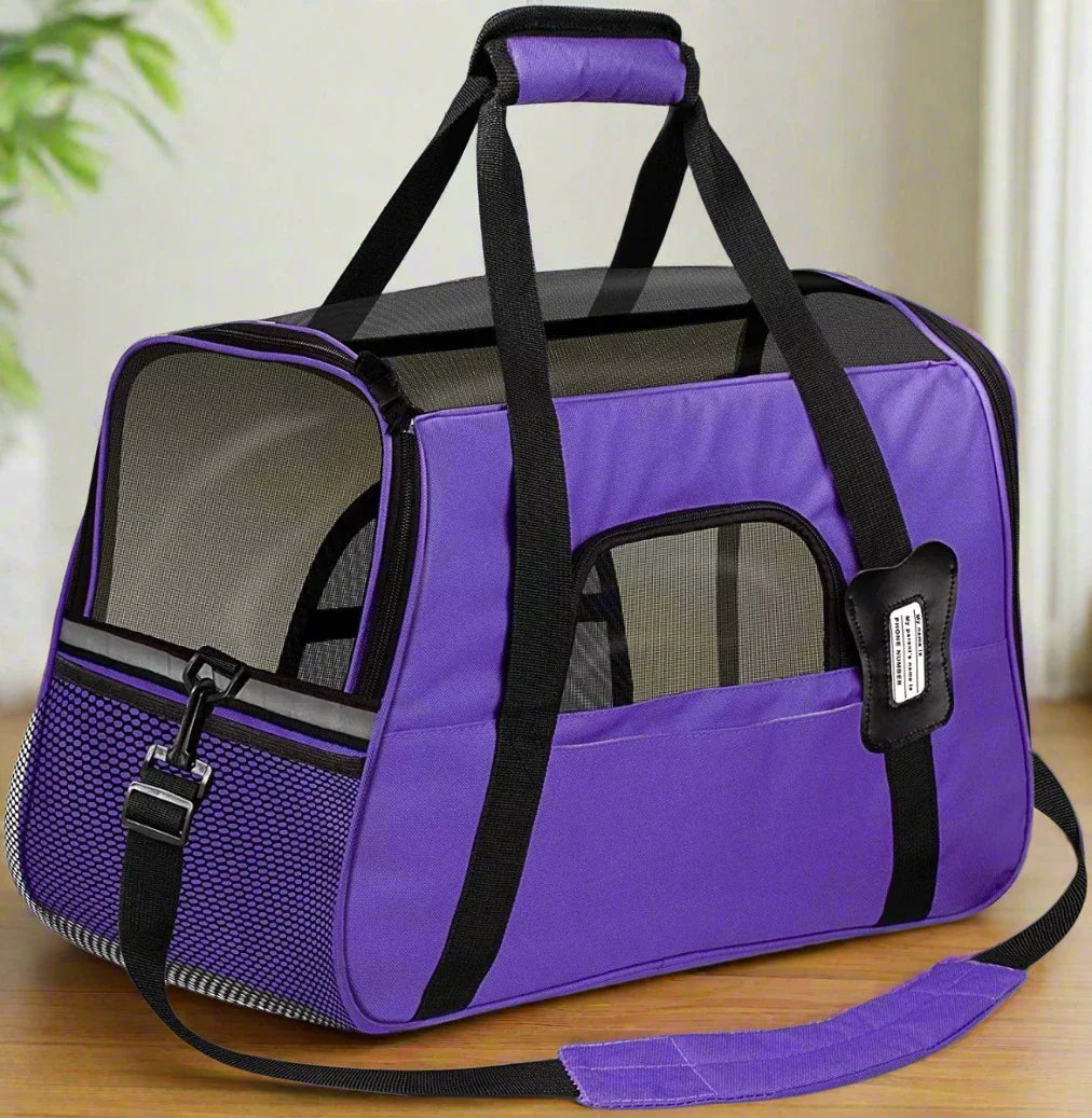Sac transport pour chien DogCarrierBag™ violet – cage souple pour petit chien