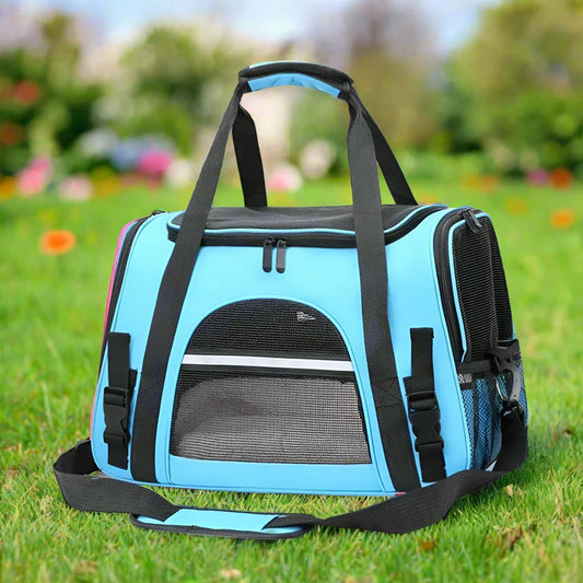 Sac de transport pour chien DogCarrierBag™ bleu – aéré, pliable et léger
