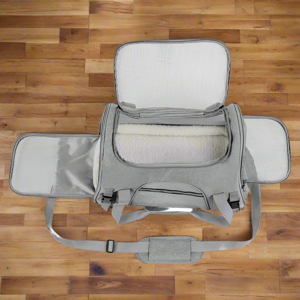 Sac transport pour chien DogCarrierBag™ gris – idéal pour voiture ou train